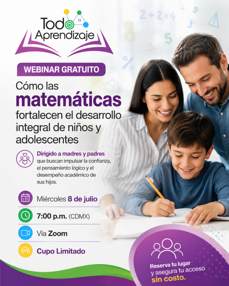 Webinar Cömo las matemáticas fortalecen el desarrollo integral de niños y adolescentes. Por el profesor Mario Aguilar
